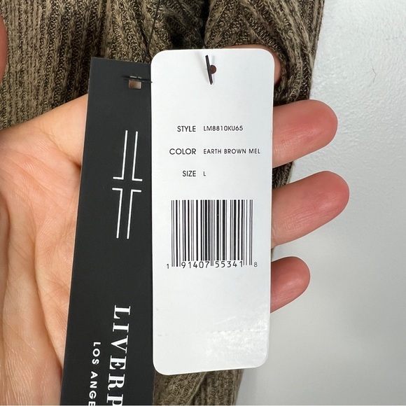 Liverpool Earth Brown Mel Crew Neck Sweater Lightweight Knit Relaxed Fit Women L - Picture 7 of 12